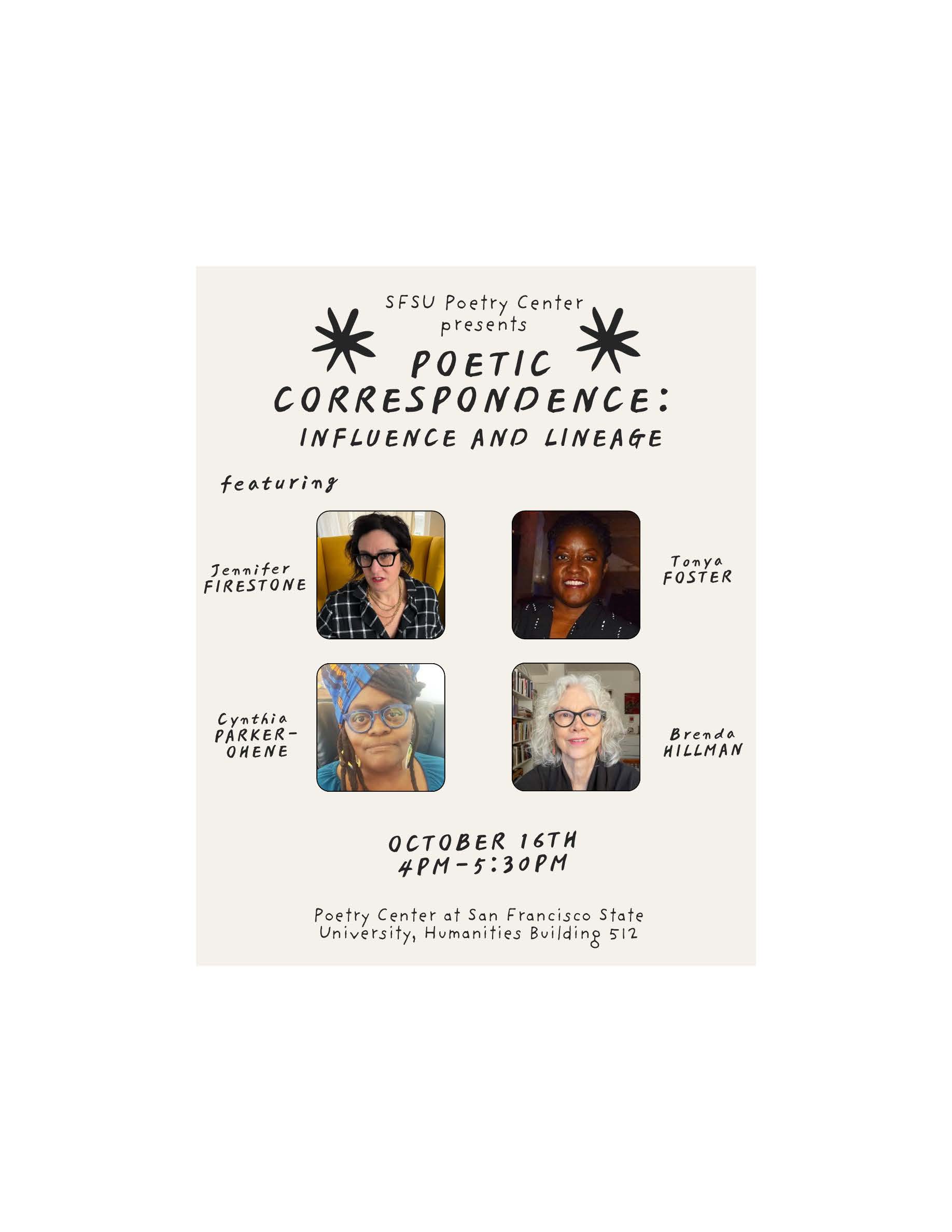 flyer for Poetic Correspondences