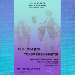 Vintage graphic advertising reading with Tyehimba Jess & Tongo Eisen-Martin
